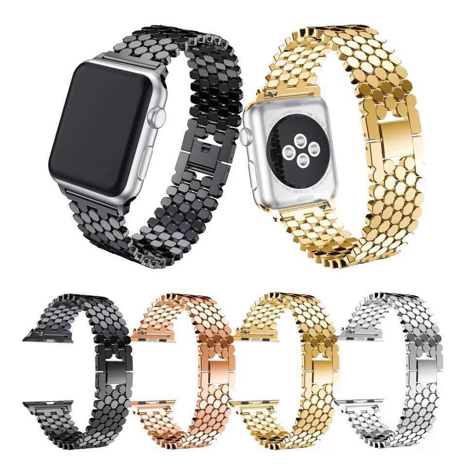 适用苹果手表iwatch6表带金属链式 iwatch1/2/3/4不锈钢表带SE