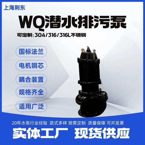 100口径潜污泵 搅匀无堵塞排污泵 耦合装置潜水泵100WQ65-18-5.5
