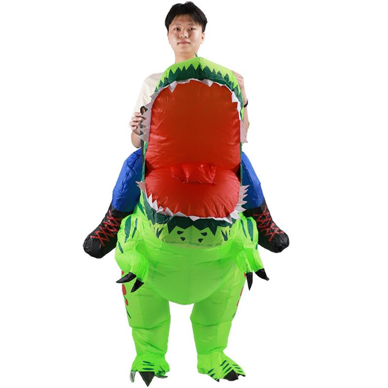跨境刺龙头恐龙搞怪具万圣节服装EBK坐骑恐龙玩小具开心跑道充气