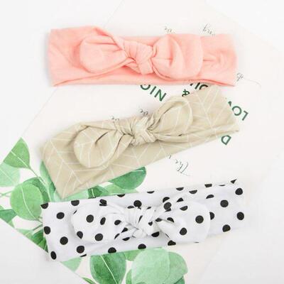 3 Pcs/Set Floral Bows Baby Headband Dot Bowknot Haarband