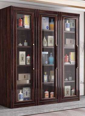 实餐边柜一体靠墙新中式厅柜间酒柜紫金檀木橱柜储物置柜物木WQF
