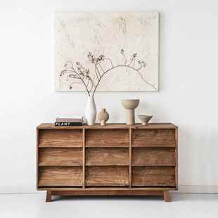 润家家居美式实木九斗柜简约老松木多层矮柜现代抽屉式客厅餐柜