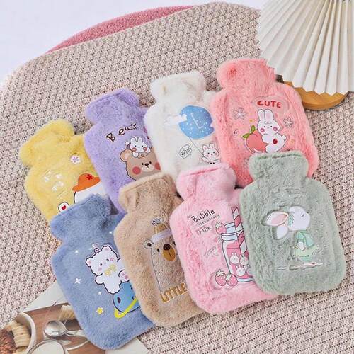 Cartoon Plush Rabbit Bear Hot Water Bottle Water Filling Vel