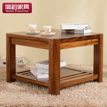 新款简韵全实木小茶几现代新中式沙发桌茶几边桌小方桌角几乌金木