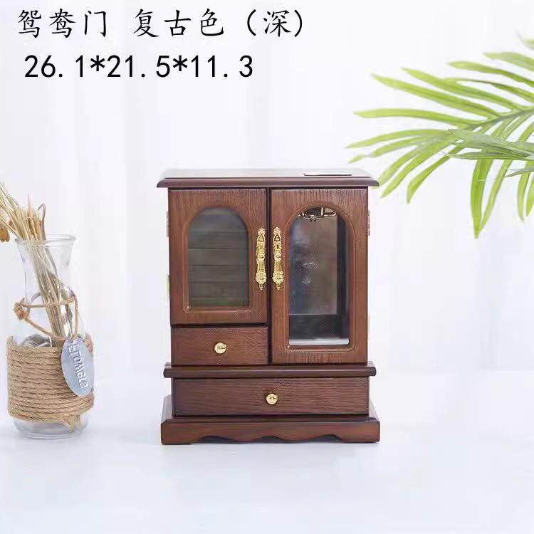 正品首饰盒实木复古带锁首高饰耳饰项链手表指戒饰品盒档精风致收