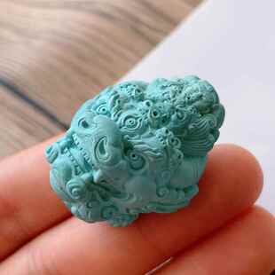 天然原矿绿松石大威德金刚吊坠锁骨链坠毛衣链挂件规格34 23mm