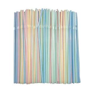 Plastic Disposable Colorful Drinking Straws Curved 100Pcs