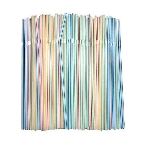 100Pcs Colorful Disposable Plastic Curved Drinking Straws We