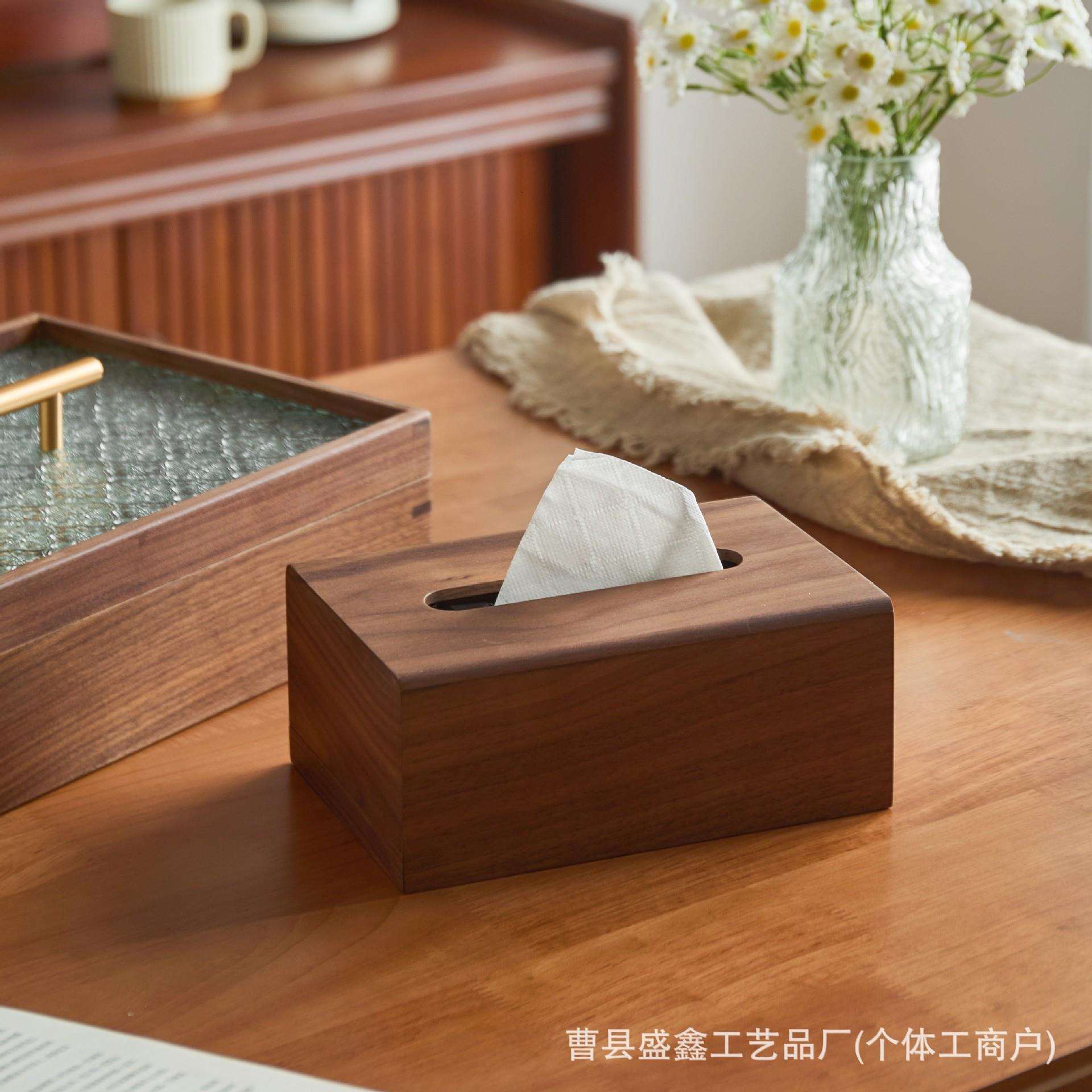 现货抽纸盒黑胡桃家用客厅餐厅桌子茶几纸巾抽纸盒木质纸巾收纳盒