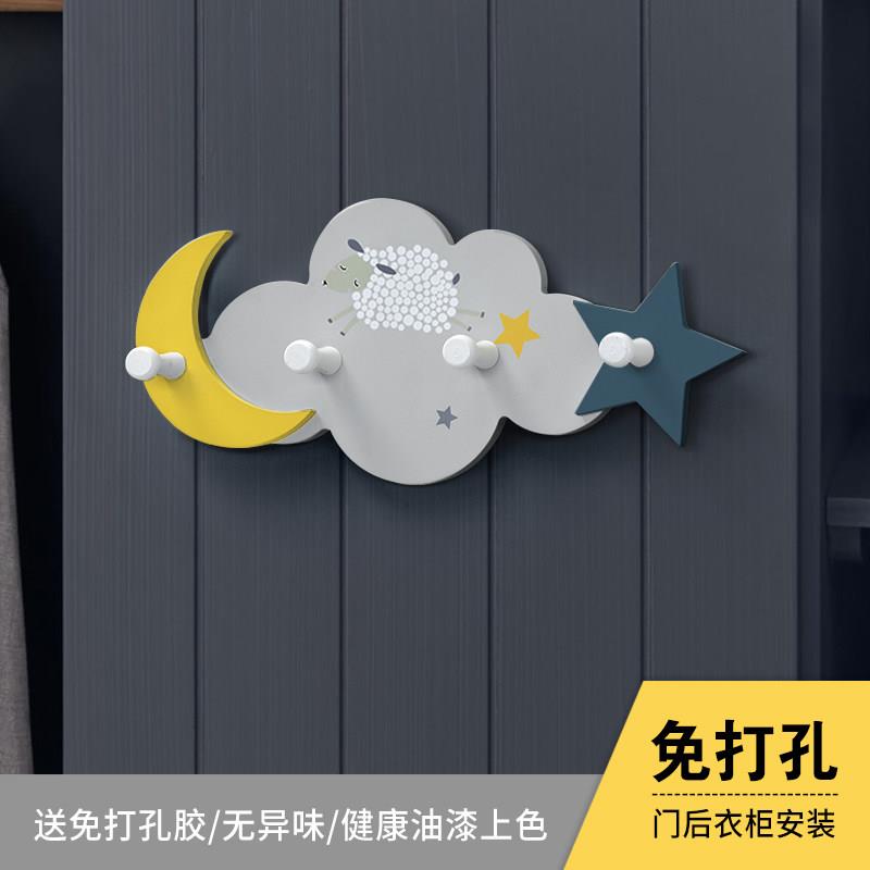 玄关挂钩儿童房墙上挂衣钩门后装饰创意卧室墙壁收纳衣帽钩免打孔