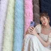 波浪纹泡泡皱褶泡泡布针织提花面料 材发圈 韩系连衣裙发饰包包鞋