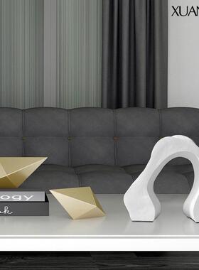 北风格抽象树脂摆件现创代几何建店筑造型欧酒样板间9000-142意软