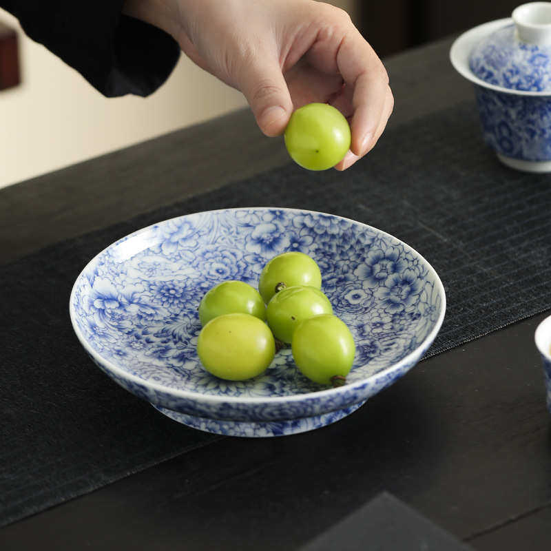 繁花陶瓷壶承高端家用果盘零食水果碟单个复古盖碗托盘茶托赏盘,餐饮具,茶具礼盒,淘宝优惠券,粉丝福利购,淘宝优惠卷