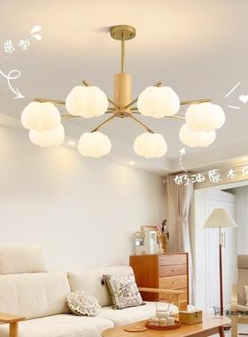 奶油简约现代棉灯原主木色客厅灯餐厅吊卧室20294花25民宿精装房
