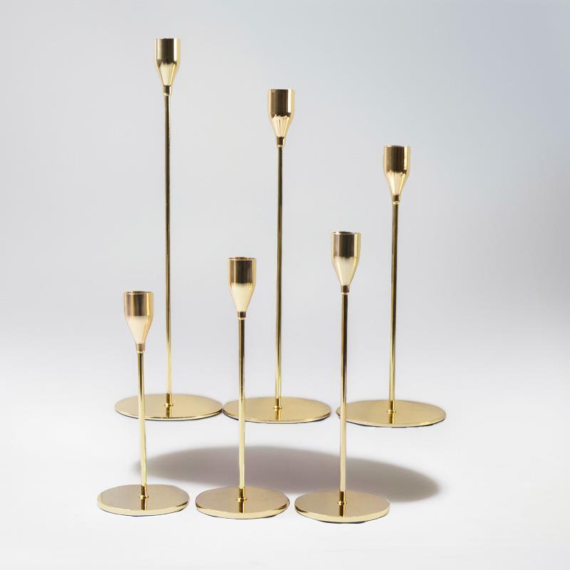 欧式烛台三件套金属单头烛台婚庆装饰高脚蜡烛台家居铁艺烛台