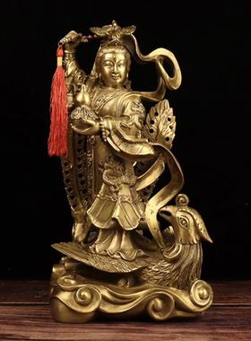 黄铜九天玄女铜像摆件上天玄女道家佛像家居供养九天玄女娘娘神像