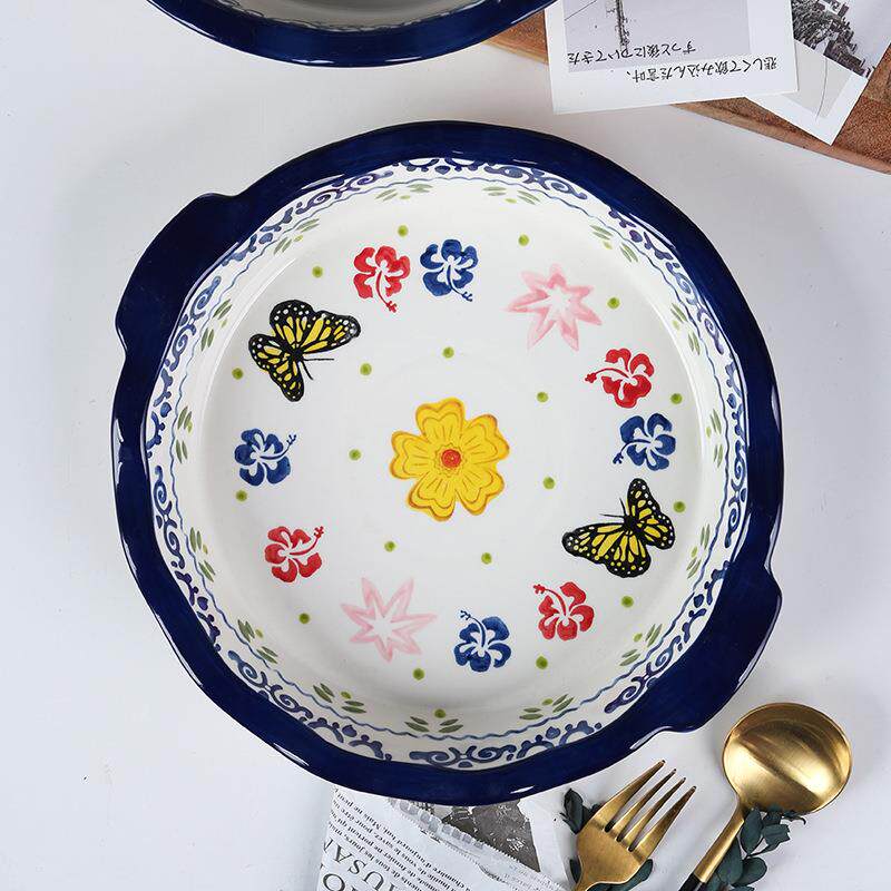 华孚家 9寸派盘披萨盘芝士焗饭盘陶瓷水果盘客厅创意欧式家用个性