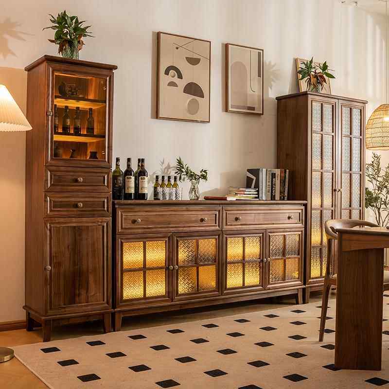 北美黑胡桃木书柜玻璃实木覆古美式法式中古展示柜书架酒柜六斗柜