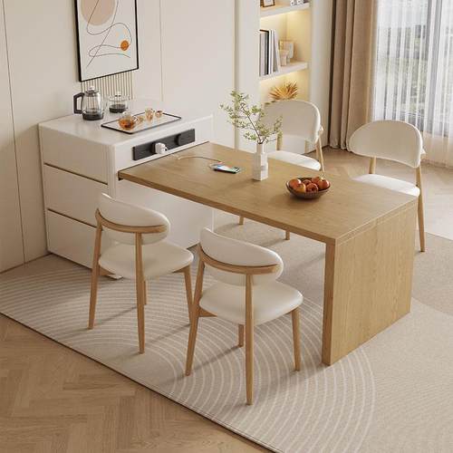 kadisi实木岛台餐桌现代简约家用一体可伸缩多功能岩板岛台吃饭桌