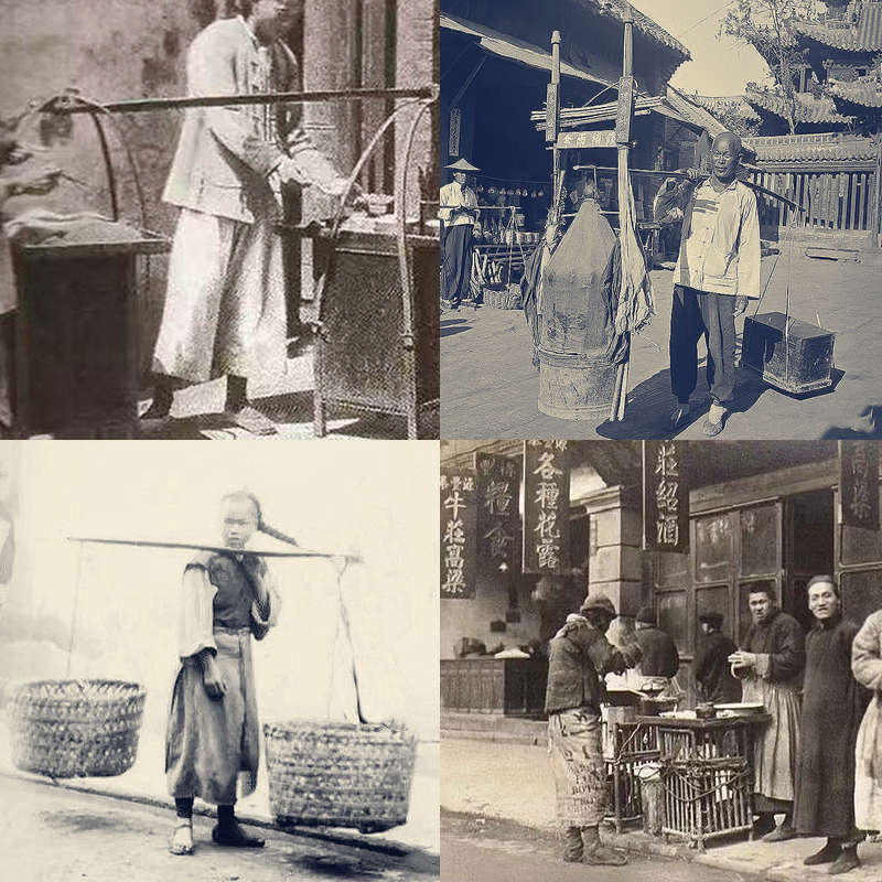 民国古风老物件怀旧布景装饰道具走街串巷小贩货郎挑子小吃理发摊