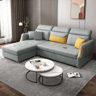 北欧科技布沙发床两用可折叠客厅多功能小户型抽拉式贵妃2023新款