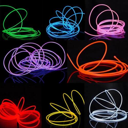 Flexible Neon Light Glow EL Wire Rope Cable LED Lights For