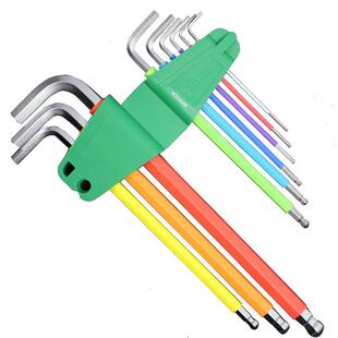 世达工具彩虹系列9件特长球头内六角扳手组套09101CH