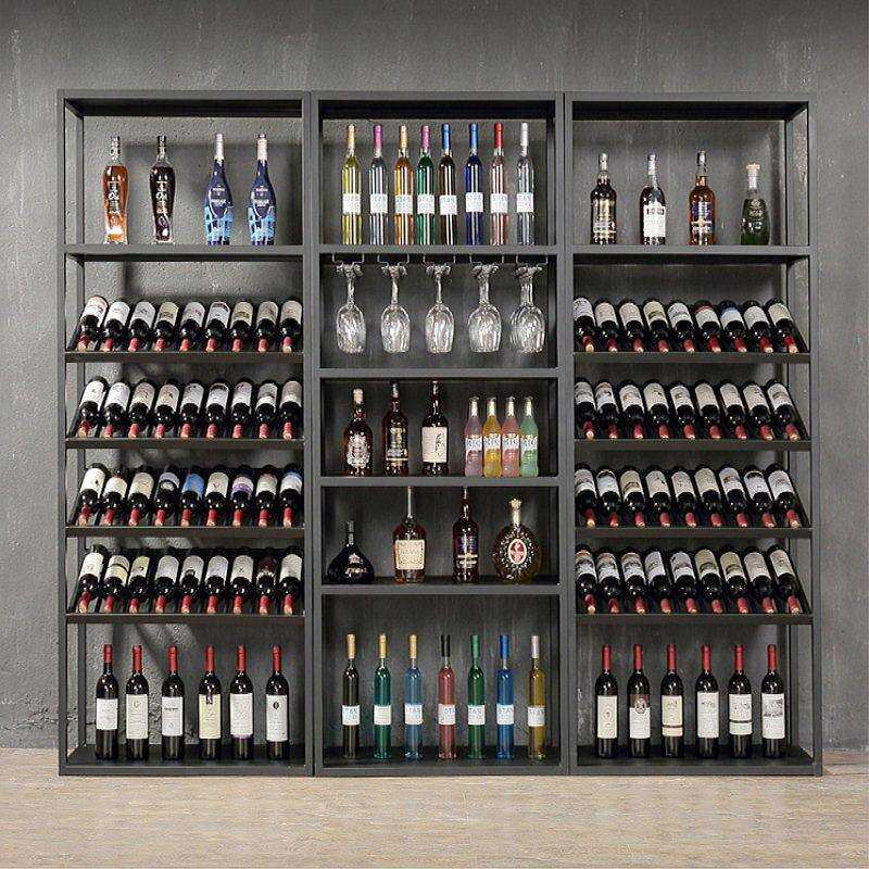 酒庄别墅复古酒类置物架收纳展示架高脚酒杯架意式红酒柜落地酒架