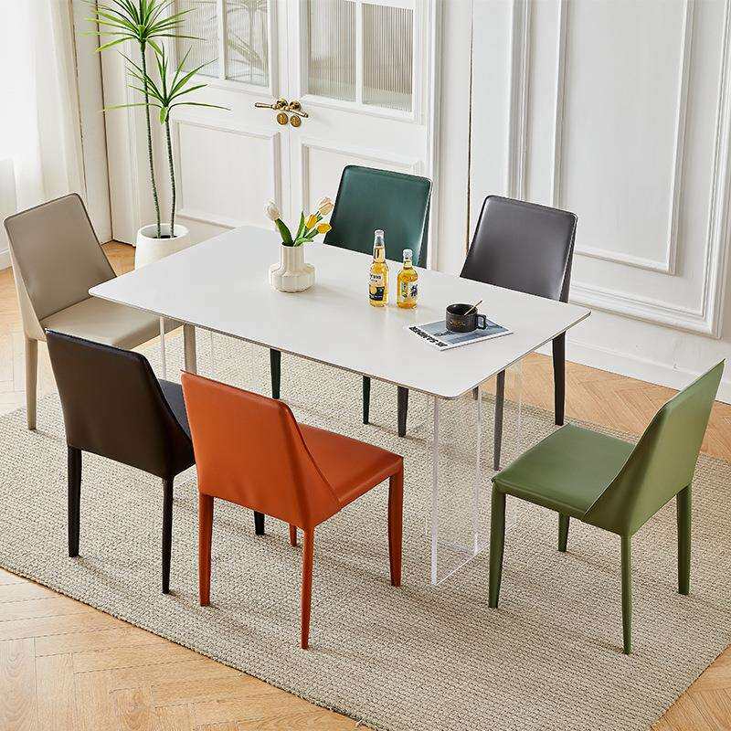 轻奢餐椅欧式简约现代家用马鞍皮椅子餐厅凳子酒店椅靠背椅子