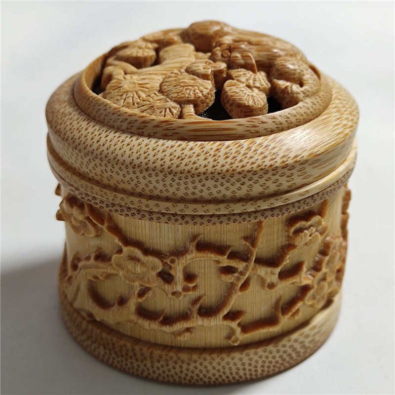 天然玉竹雕根雕刻把玩香妃蛉子筒万体虫具鸣虫蛐蛐蝈蝈笼罐盒摆件