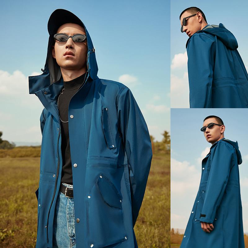 琴飞曼三层复合布雨衣旅行长款全身防暴雨女徒步时尚户外风雨衣男