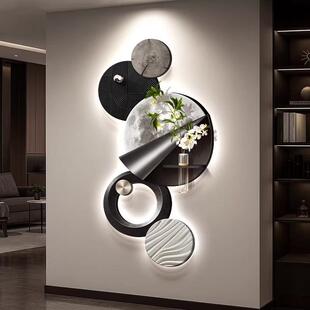 2025新款感应带灯玄关装饰画入户正对门艺术挂画走廊过道抽象壁画