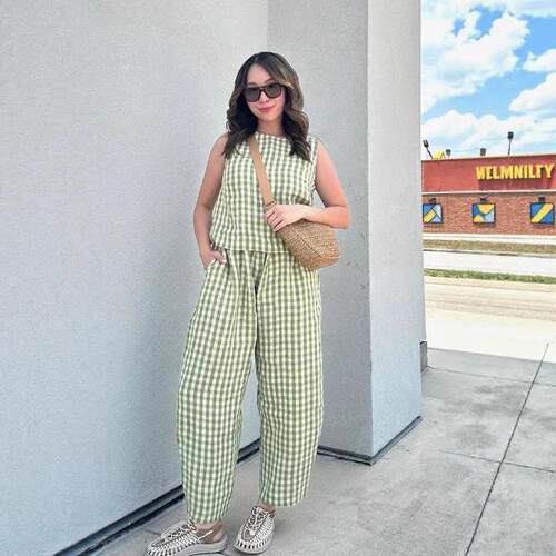 2 Piece Stripe Sleeveless Tank Top and Wide Leg Pants Set ,
