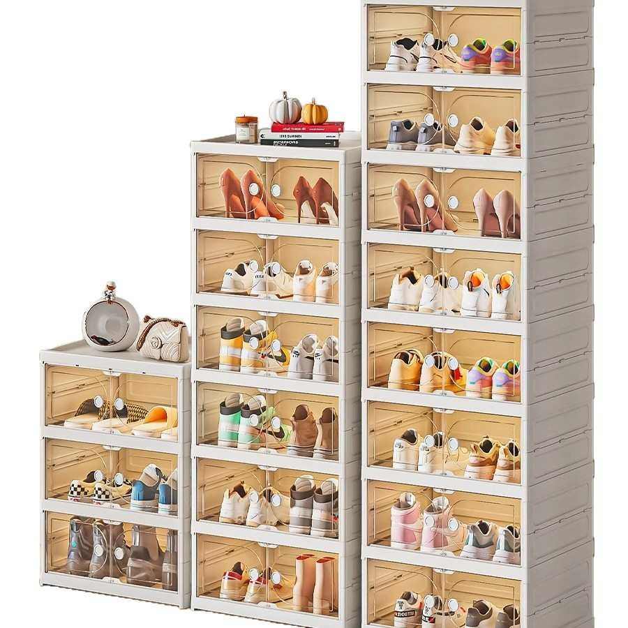 免安装鞋盒收纳盒透明防尘鞋柜家用门口塑料折叠鞋架鞋子收纳,收纳整理,鞋子收纳架,淘宝优惠券,粉丝福利购,淘宝优惠卷