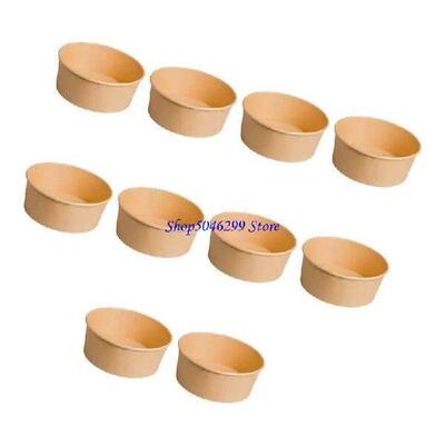 H55A Pack Of 10 Disposable Thickened Kraft Paper Bowls With