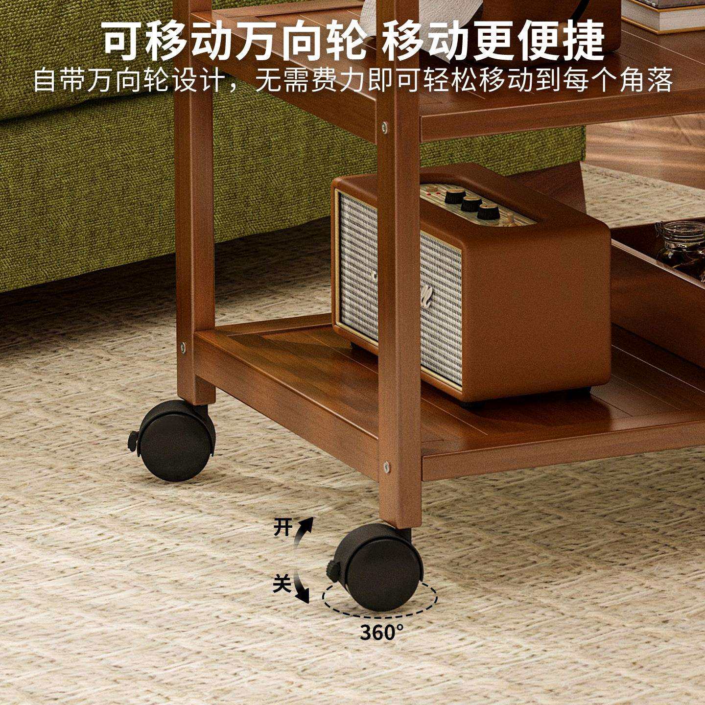 可移动置物架家用客厅茶室茶具整理收纳架厨房储物用品置物小推车