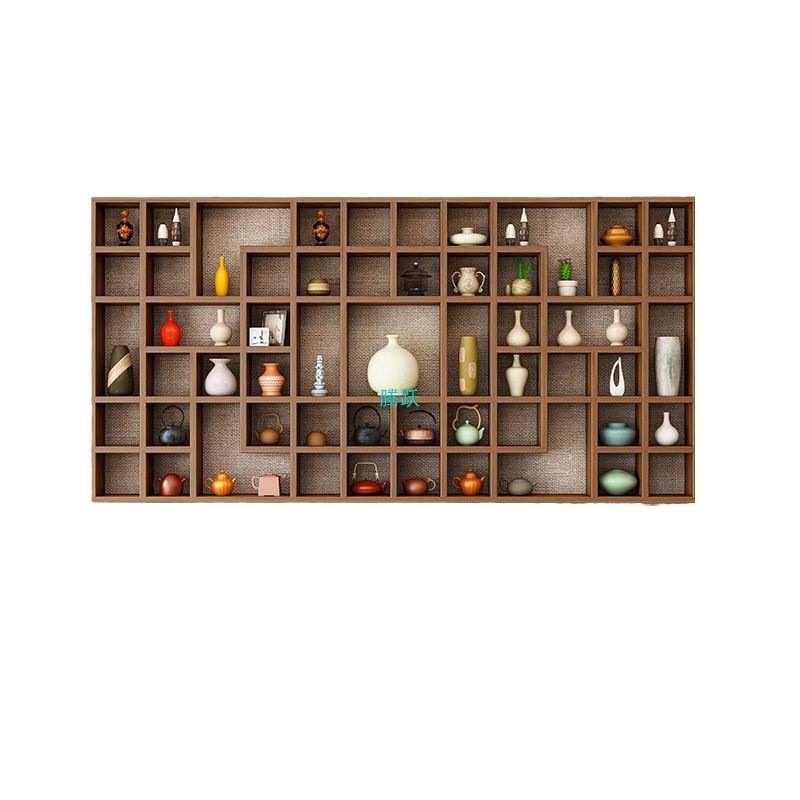 实木格子架壁挂置物架收纳架茶壶展示架书架货架饰品架茶杯架