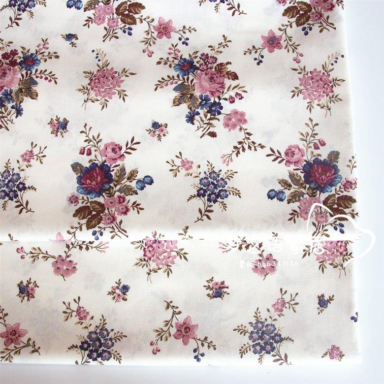 紫色花 diy布料手工宝宝棉布纯棉床品布料 服装布料 宿舍床单布