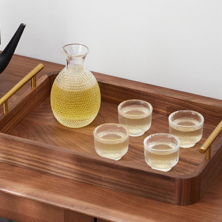 木质水果盘长方形托盘茶几家用早餐茶点家用黑胡桃木盘水果盘
