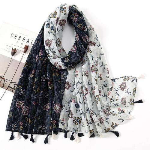 Cotton and linen scarves retro patchwork printed scarves围巾