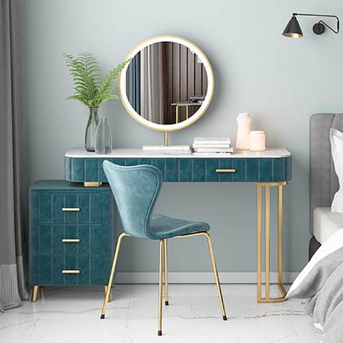 卧室轻奢绒布梳妆台女神成套化妆桌椅带灯镜小户型化妆台