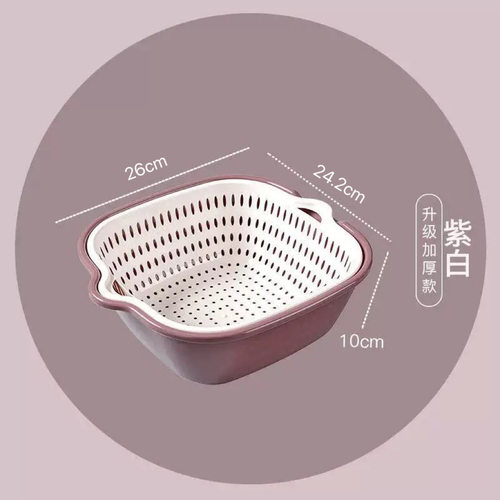 加厚双层沥水篮六件套八塑料洗菜