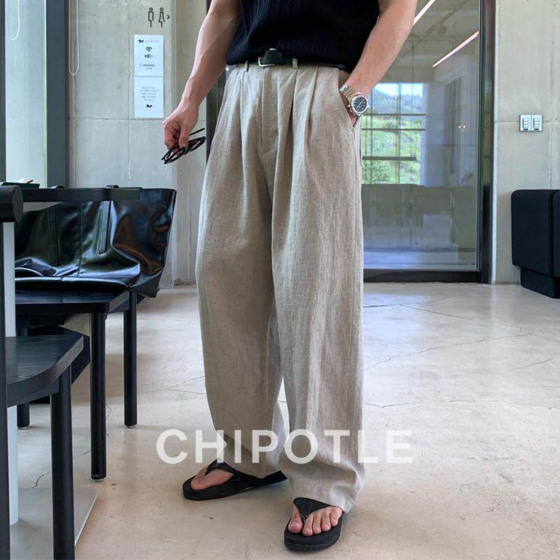 韩国CHIPOTLE老钱风棉麻休闲直筒裤男2026夏季薄款百搭宽松阔腿裤
