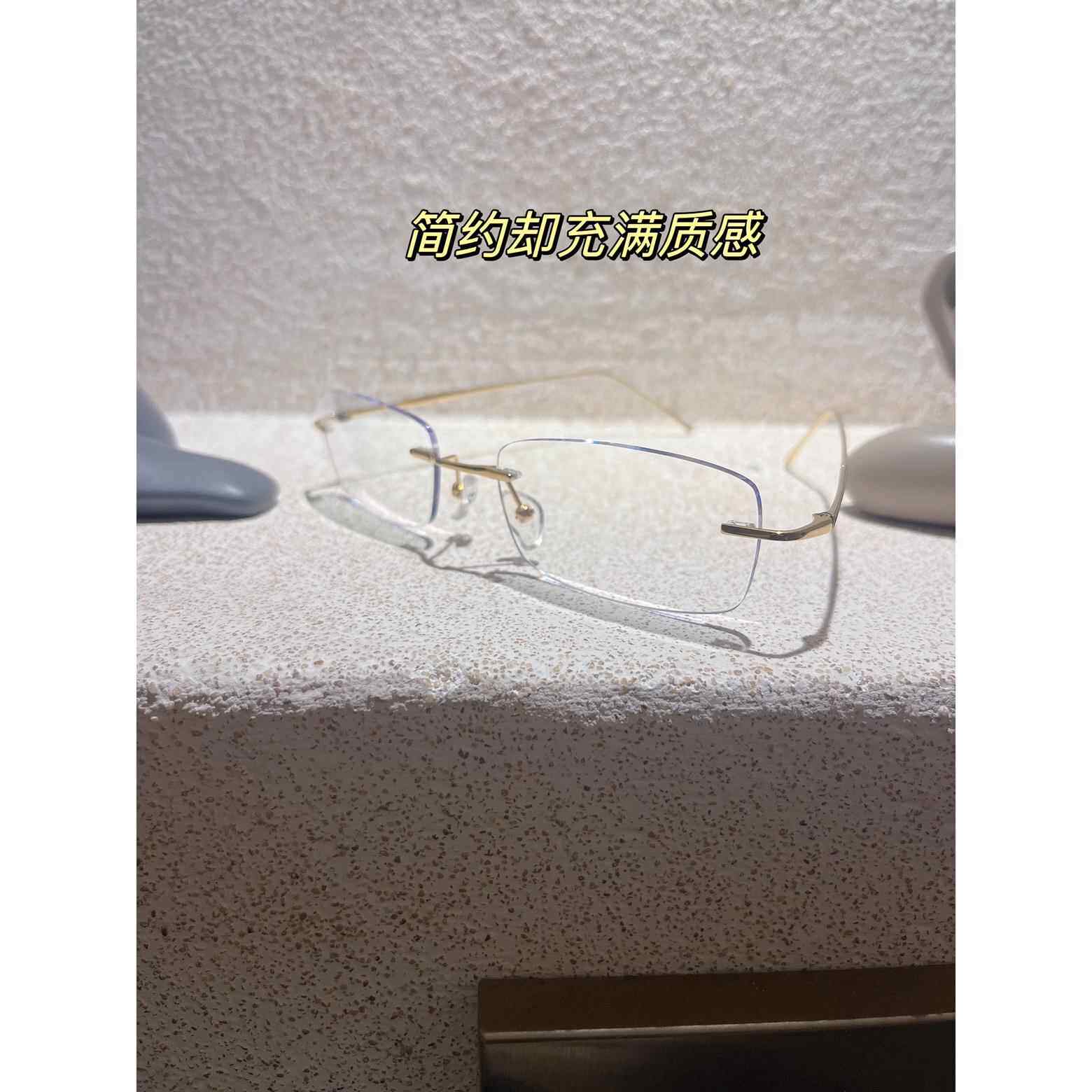 高档静奢风极简纯钛无眼文镜男斯禁欲系框方形近视镜女轻抗蓝光眼
