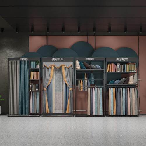 窗帘展示架大样吊卡布艺样品展架家纺布料展厅货架金属陈列架