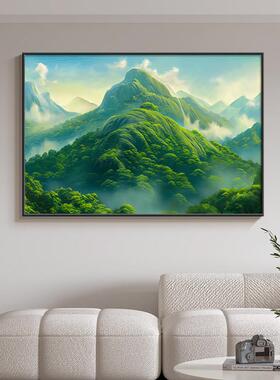 F青山图挂画客厅背景墙装饰画现代简约餐厅挂画大气有山无水西墙