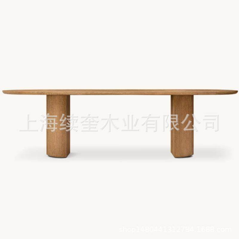 美式RH简约实木长方形餐桌椅组合家用餐厅家具酒店亚马逊出口工厂