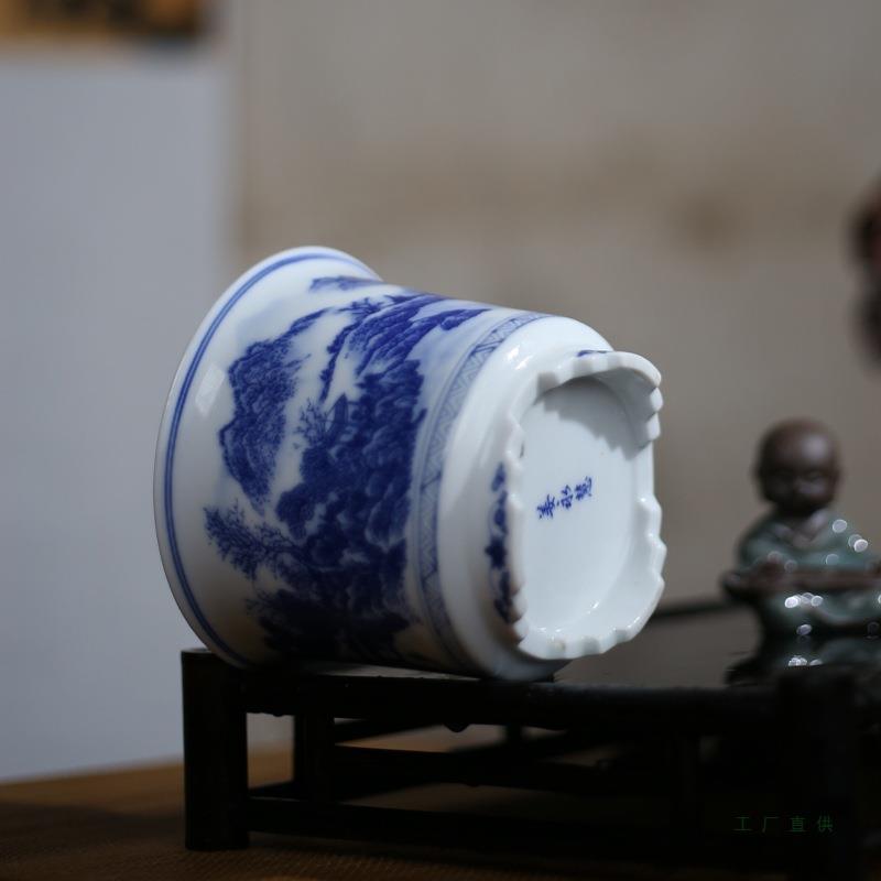 《盆》姜永慧苑微型碗莲睡莲青花陶瓷三足花盆无孔水培钵