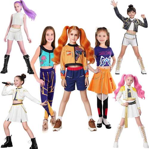 猎魔女团 K-POP明星鲁米米拉佐依cos服装zoey rumi儿童万圣节衣服