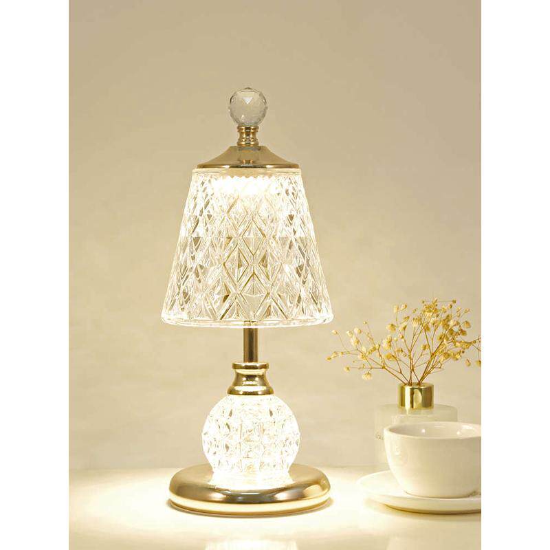 水晶台灯卧室新款轻奢高级感氛围床头灯简约充电灯床头小台灯